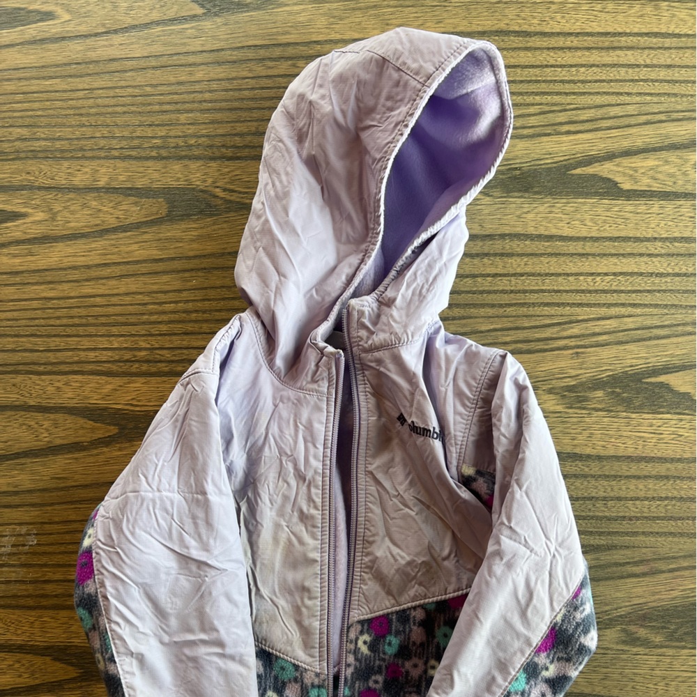 Columbia Fleece-Lined Hooded Jacket – 3T (Lavender Print)